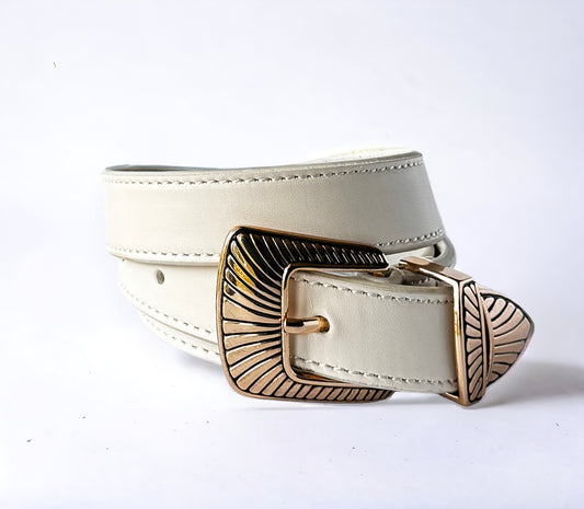 White leather Belt - D-S Fashion Sophisticated Boutique