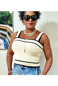 Contrast Edge Knit Top - D-S Fashion Sophisticated Boutique