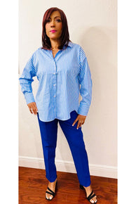 Oversized Cotton Stripe Shirt - D-S Fashion Sophisticated Boutique