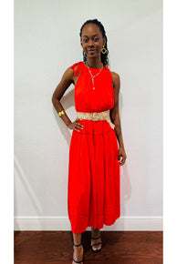 Pleated Halter Midi Dress - D-S Fashion Sophisticated Boutique