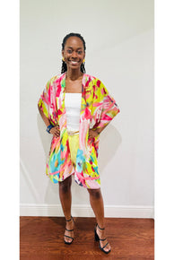 Silky Feel Dove Tail Kimono - D-S Fashion Sophisticated Boutique