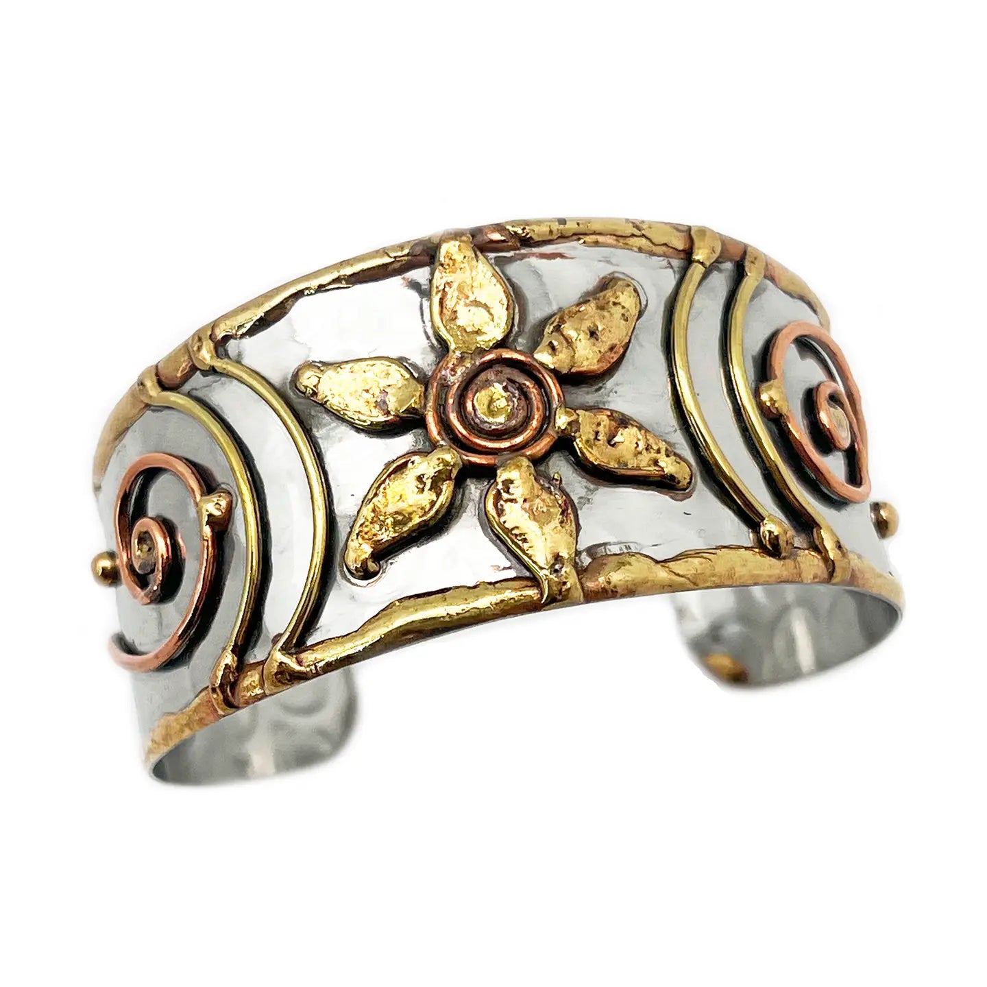 Handcrafted Flower Spiral Cuff