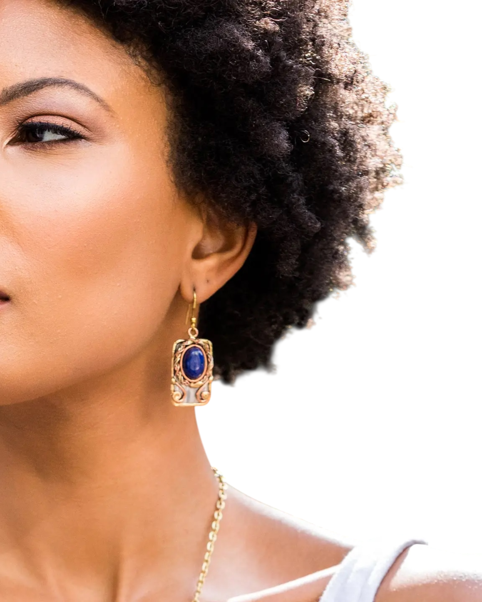 Handcrafted Mixed Metal Earrings with Lapis Lazuli Stone