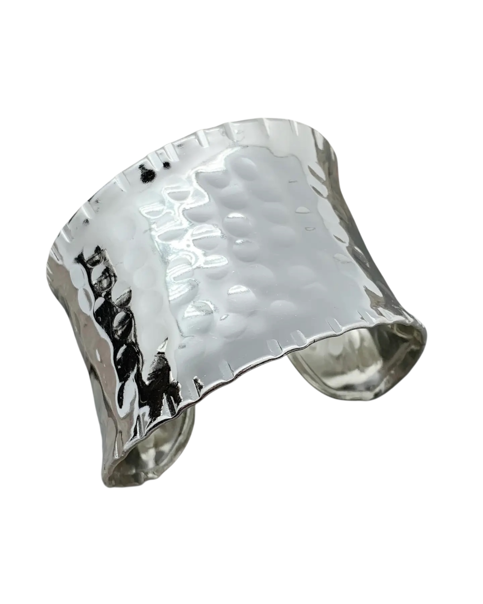 Adjustable Silver Plated Hammered Wide Cuff
