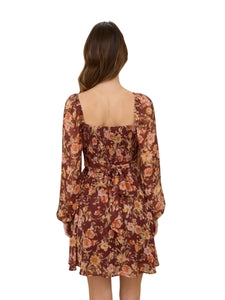 Floral Sweetheart Long Sleeve Back Tie Mini Dress for Women – romantic floral mini dress for work, brunch, or special occasions. Affordable women’s fashion and elegant clothing from DS Fashion Sophisticated Boutique.