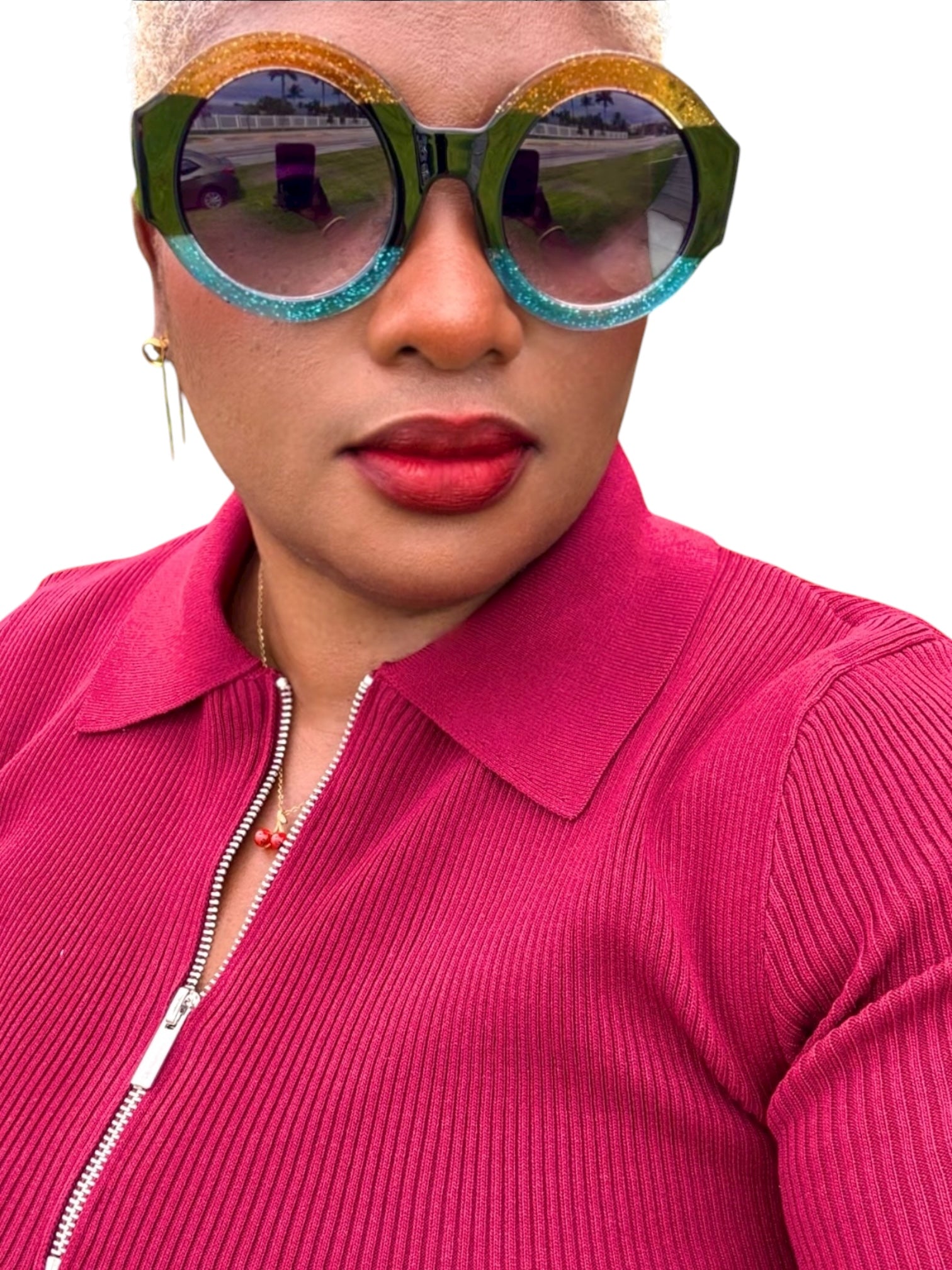 Burgundy Half Zipped Cropped Sweater Knit Top showing zipper detail