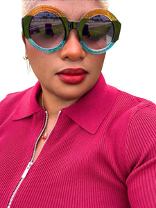 Burgundy Half Zipped Cropped Sweater Knit Top showing zipper detail