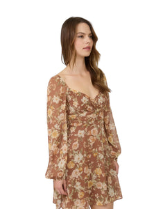 Floral Sweetheart Long Sleeve Back Tie Mini Dress for Women – romantic floral mini dress for work, brunch, or special occasions. Affordable women’s fashion and elegant clothing from DS Fashion Sophisticated Boutique.