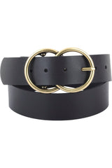 Double Circle Buckle Leather Belt - D-S Fashion Sophisticated Boutique
