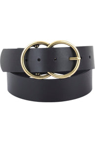 Double Circle Buckle Leather Belt - D-S Fashion Sophisticated Boutique