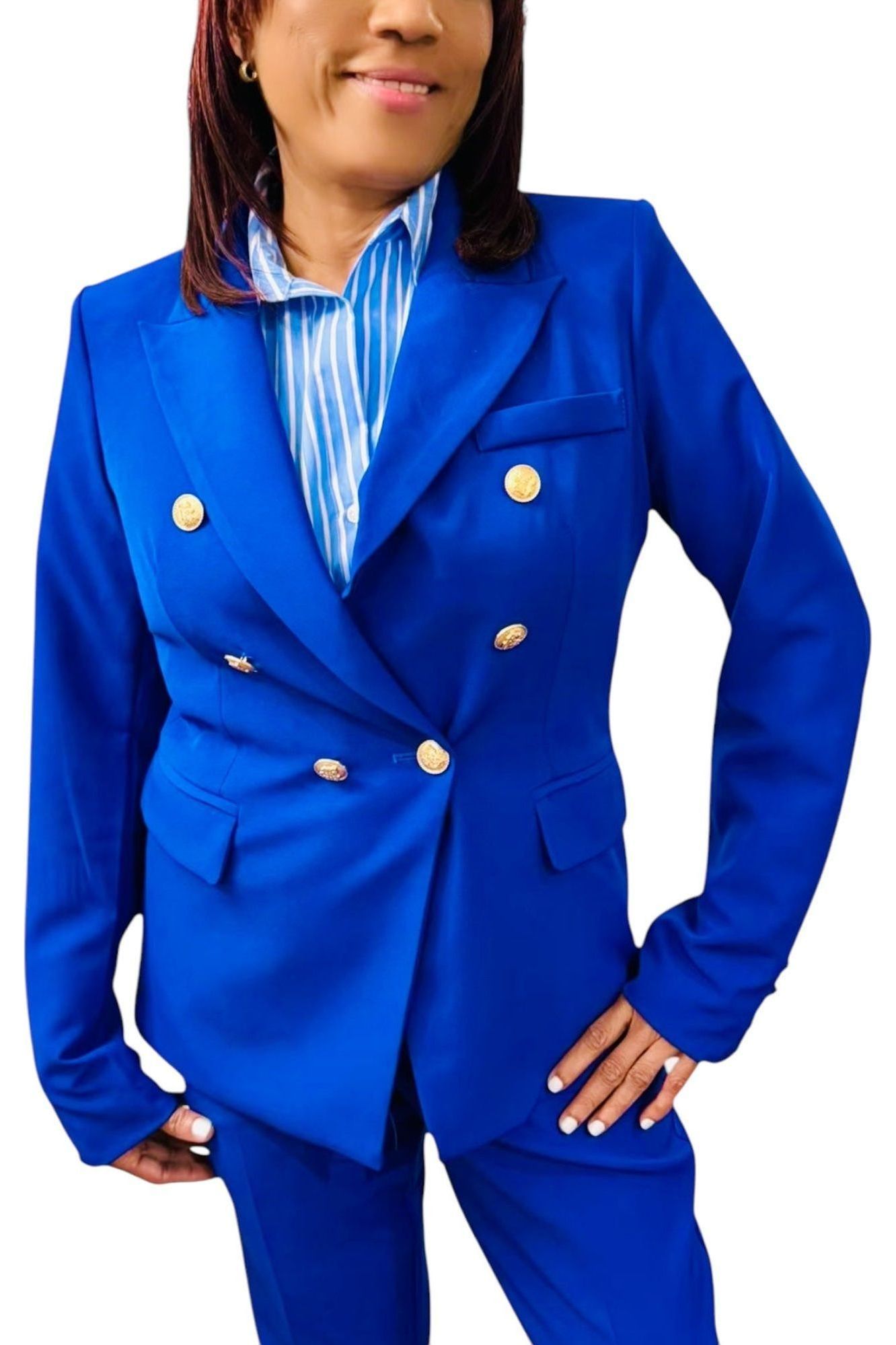 Timeless Double-Breasted Gold Button Blazer - DS Fashion Sophisticated Boutique Timeless Double-Breasted Gold Button Blazer - DS Fashion Sophisticated Boutique