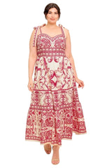 Printed Woven Midi Dress in Pink Floral