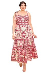 Printed Woven Midi Dress in Pink Floral