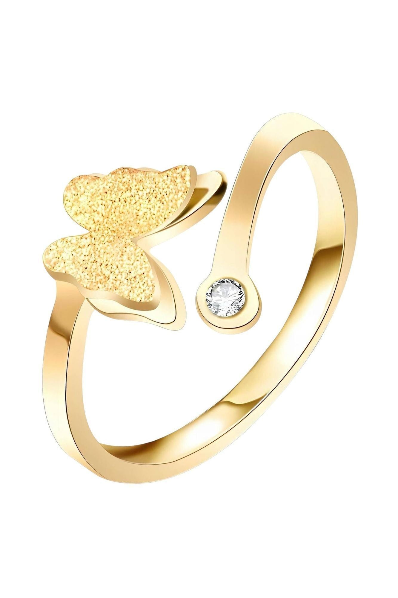 Butterfly Ring 18K Gold Plated Stainless Steel with Cubic Zirconia - D-S Fashion Sophisticated Boutique