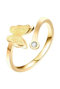 Butterfly Ring 18K Gold Plated Stainless Steel with Cubic Zirconia - D-S Fashion Sophisticated Boutique