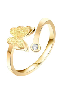 Butterfly Ring 18K Gold Plated Stainless Steel with Cubic Zirconia - D-S Fashion Sophisticated Boutique