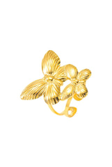 Butterflies Ring 18K Gold Plated Stainless Steel – Adjustable, Waterproof & Hypoallergenic Jewelry - D-S Fashion Sophisticated Boutique