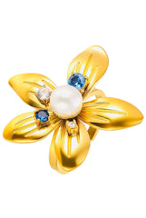 Flower Ring 18K Gold Plated Stainless Steel with Pearl & Cubic Zirconia – Adjustable, Waterproof & Hypoallergenic Jewelry - D-S Fashion Sophisticated Boutique