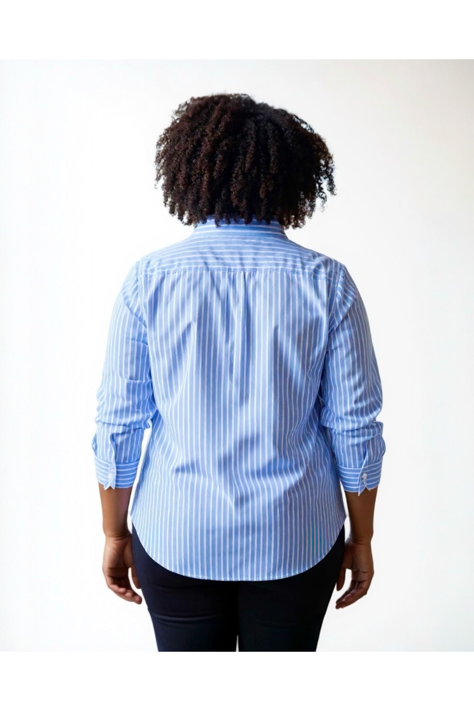 Plus Size Long Sleeve Button Down Stretch Poplin Shirt - D-S Fashion Sophisticated Boutique