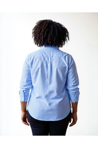 Plus Size Long Sleeve Button Down Stretch Poplin Shirt - D-S Fashion Sophisticated Boutique