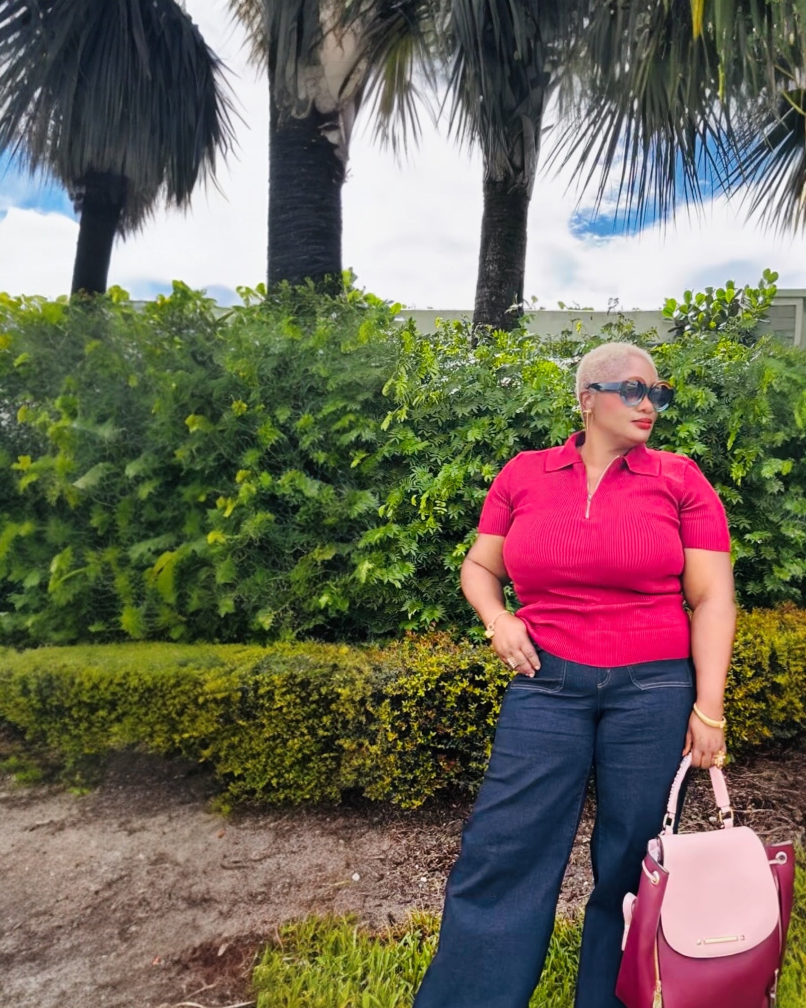 Burgundy Half Zipped Cropped Sweater Knit Top