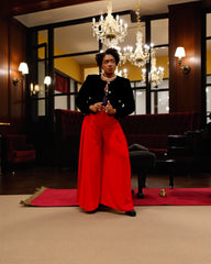 Elegant Red Pleated Wide Leg Pants for Women – perfect for work, formal events, and leisure wear. Affordable women’s fashion with plus-size options 