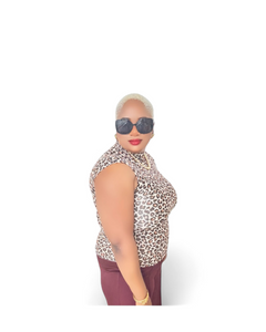 Leopard Print Sleeveless Mock Neck Top — chic women’s fashion top for work and leisure, lightweight and comfortable, especially for this fall/winter season. available at Fashion Sophisticated Boutique.