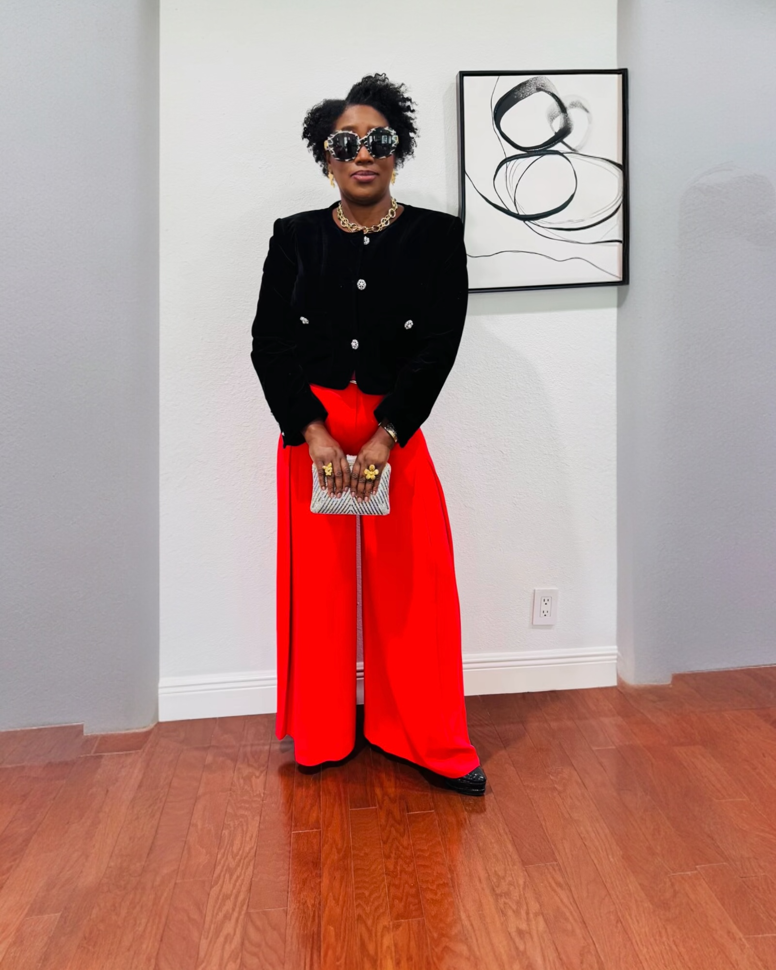 Red Pleated Wide Leg Pants for Women - D-S Fashion Sophisticated Boutique