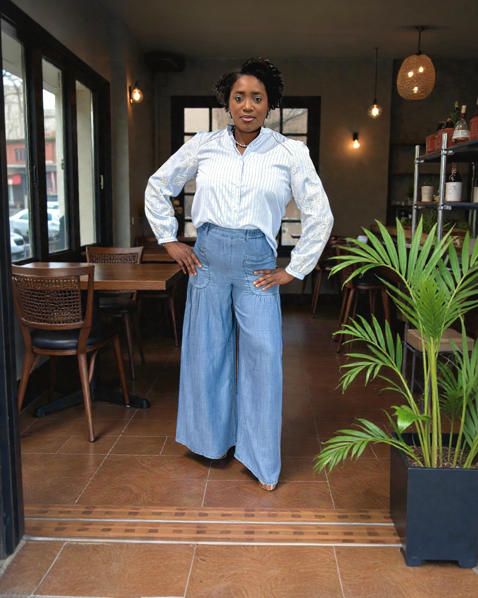 Tiered Wide-Leg Palazzo Pants