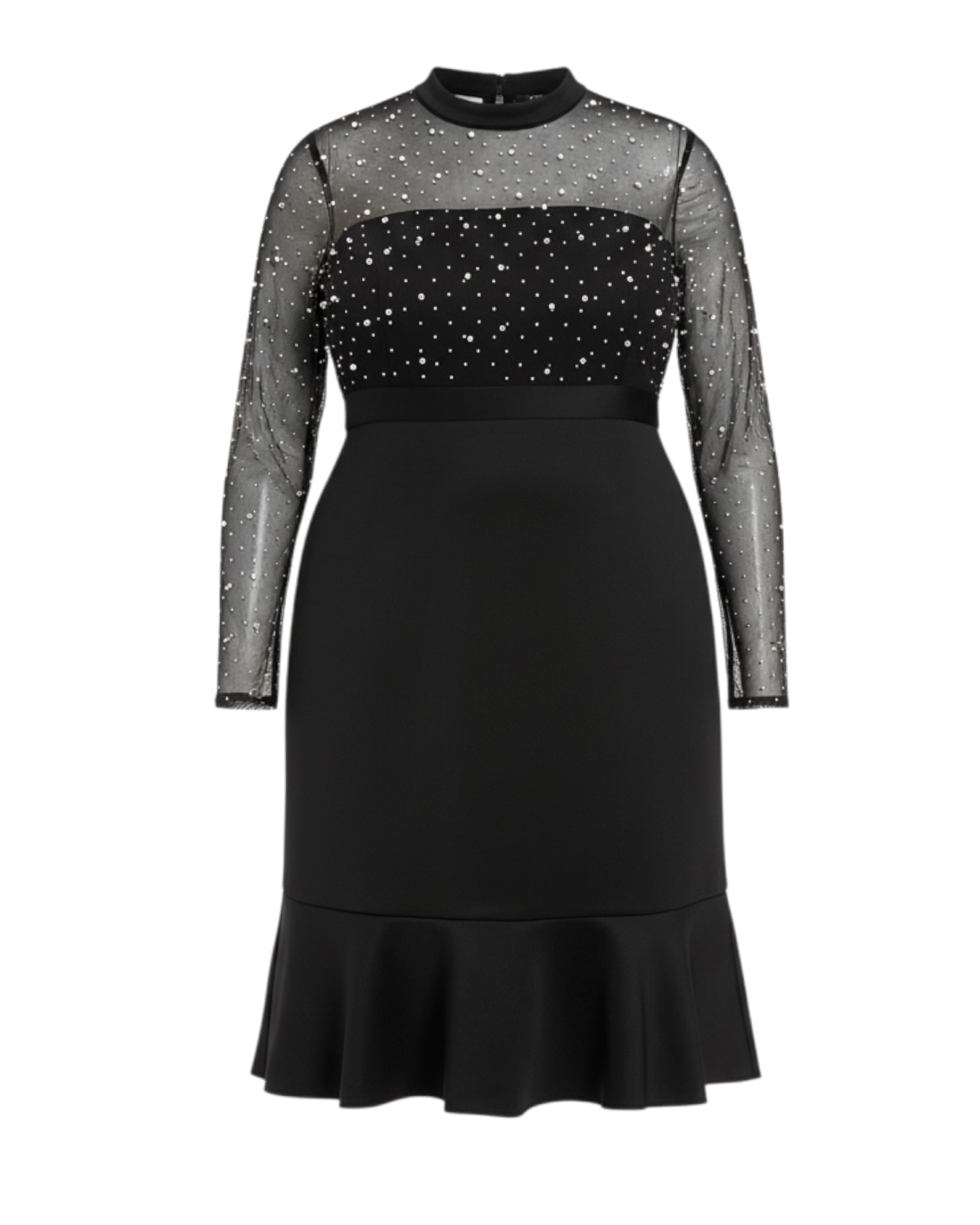 Pearl Illusion Mock Neck Dress