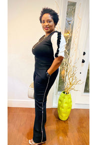 Black and White Tapered Smart Lounge Set - Fashion Sophisticated Boutique