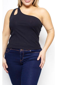Plus Size Cut Out One Shoulder Knit Top - Fashion Sophisticated Boutique