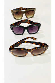 Oversized Embellished Square Sunglasses - Fashion Sophisticated Boutique