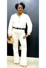 Semi Sheer Crochet Trim V-Neck Blouse - Fashion Sophisticated Boutique