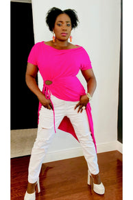 Keyhole Side Asymmetrical Hem Tunic Top - Fashion Sophisticated Boutique